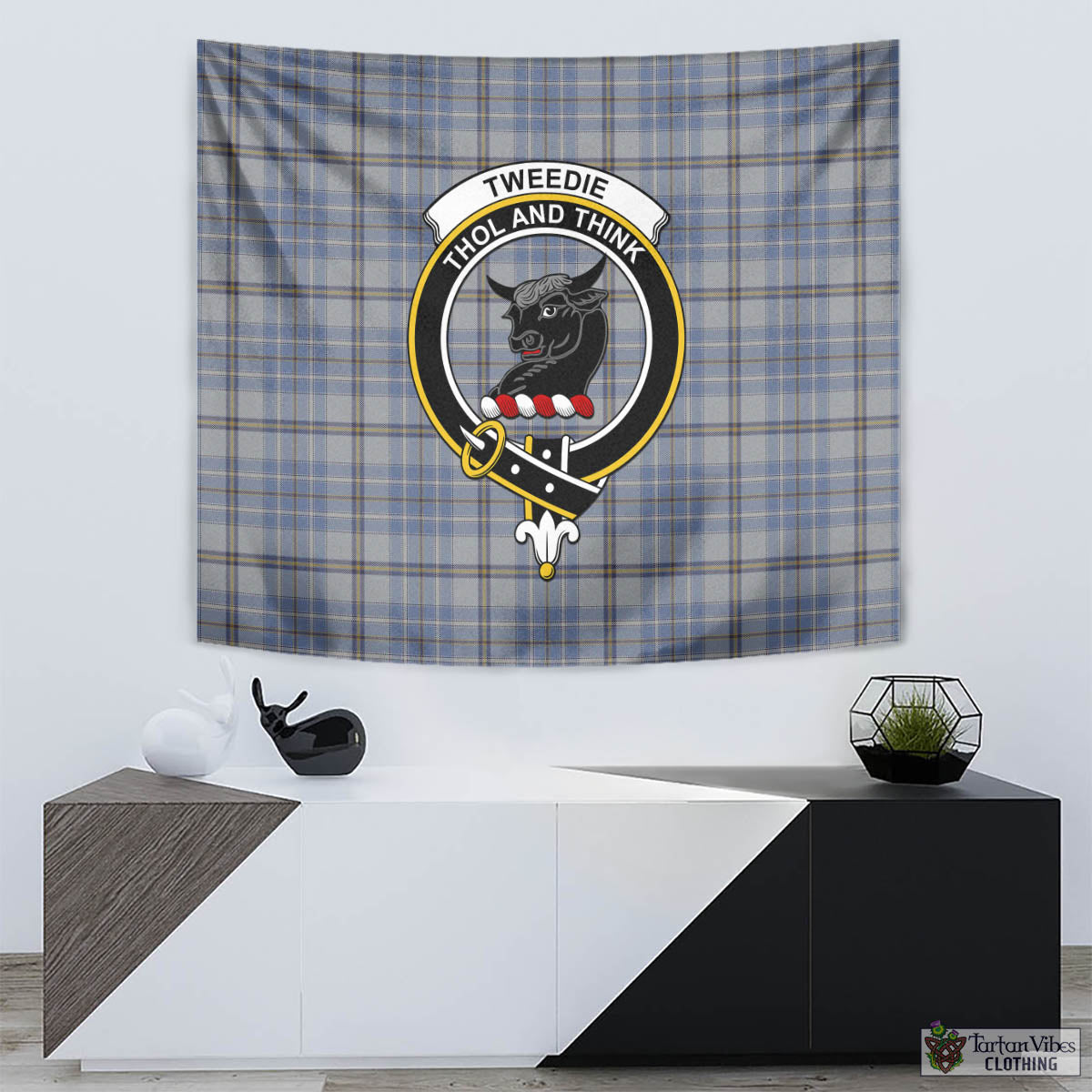 Tartan Vibes Clothing Tweedie Tartan Tapestry Wall Hanging and Home Decor for Room with Family Crest