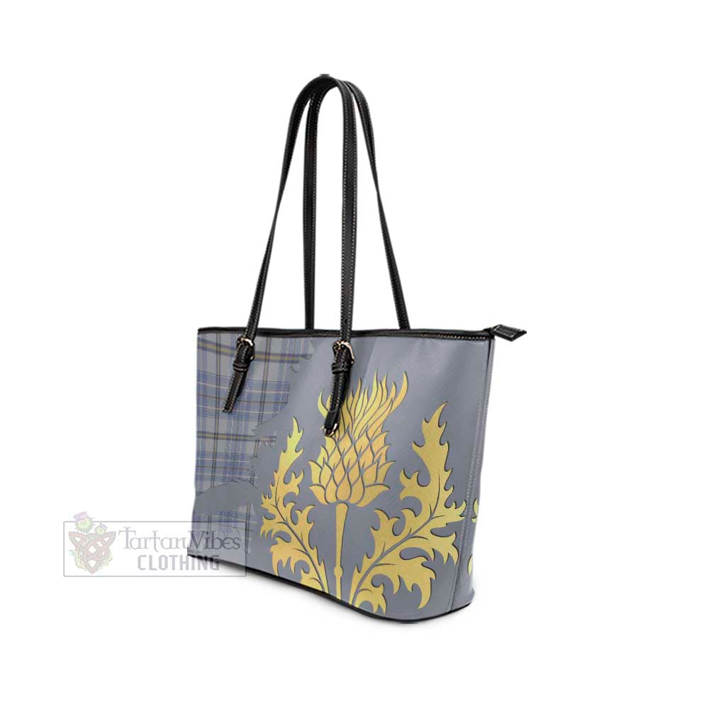Tweedie Tartan Leather Tote Bag Gold Thistle Style - Tartan Vibes Clothing