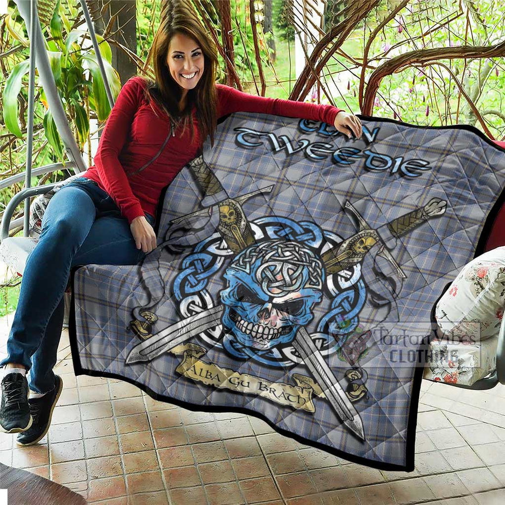 Tartan Vibes Clothing Tweedie Tartan Quilt with Celtic Skull Alba Gu Brath Style