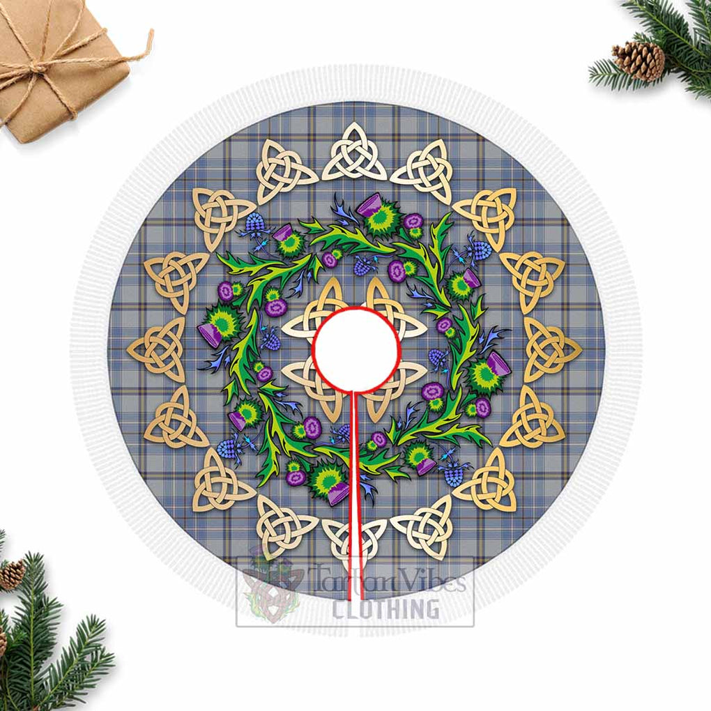 Tartan Vibes Clothing Tweedie Tartan Christmas Tree Skirt with Thistle Celtic Knot Style