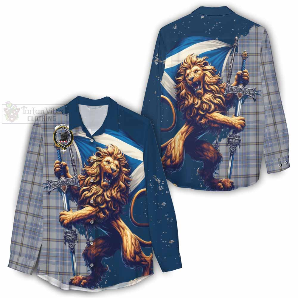 Tartan Vibes Clothing Tweedie Tartan Family Crest Women's Casual Shirt with Scottish Majestic Lion