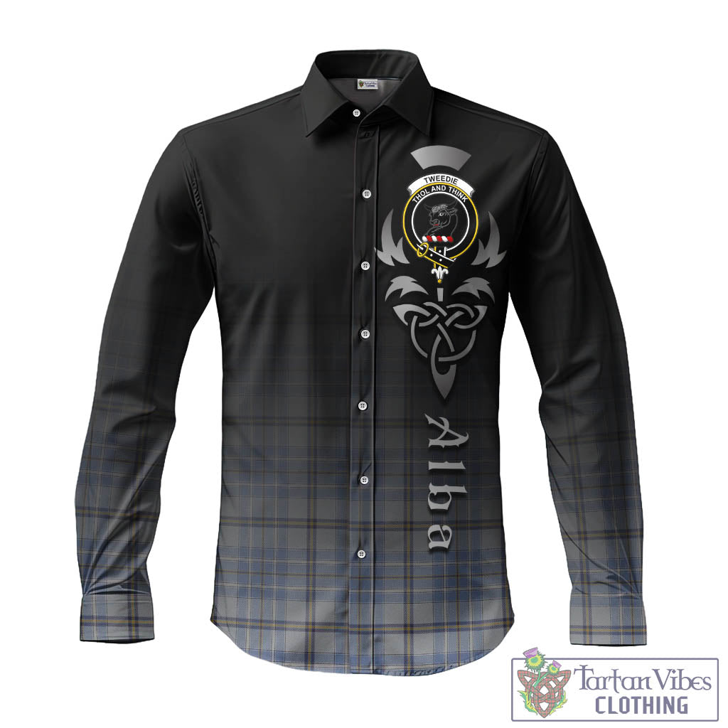 Tartan Vibes Clothing Tweedie Tartan Long Sleeve Button Up Featuring Alba Gu Brath Family Crest Celtic Inspired