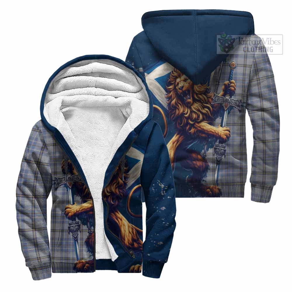 Tartan Vibes Clothing Tweedie Tartan Family Crest Sherpa Hoodie with Scottish Majestic Lion