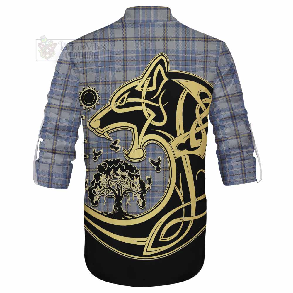 Tartan Vibes Clothing Tweedie Tartan Ghillie Kilt Shirt with Family Crest Celtic Wolf Style