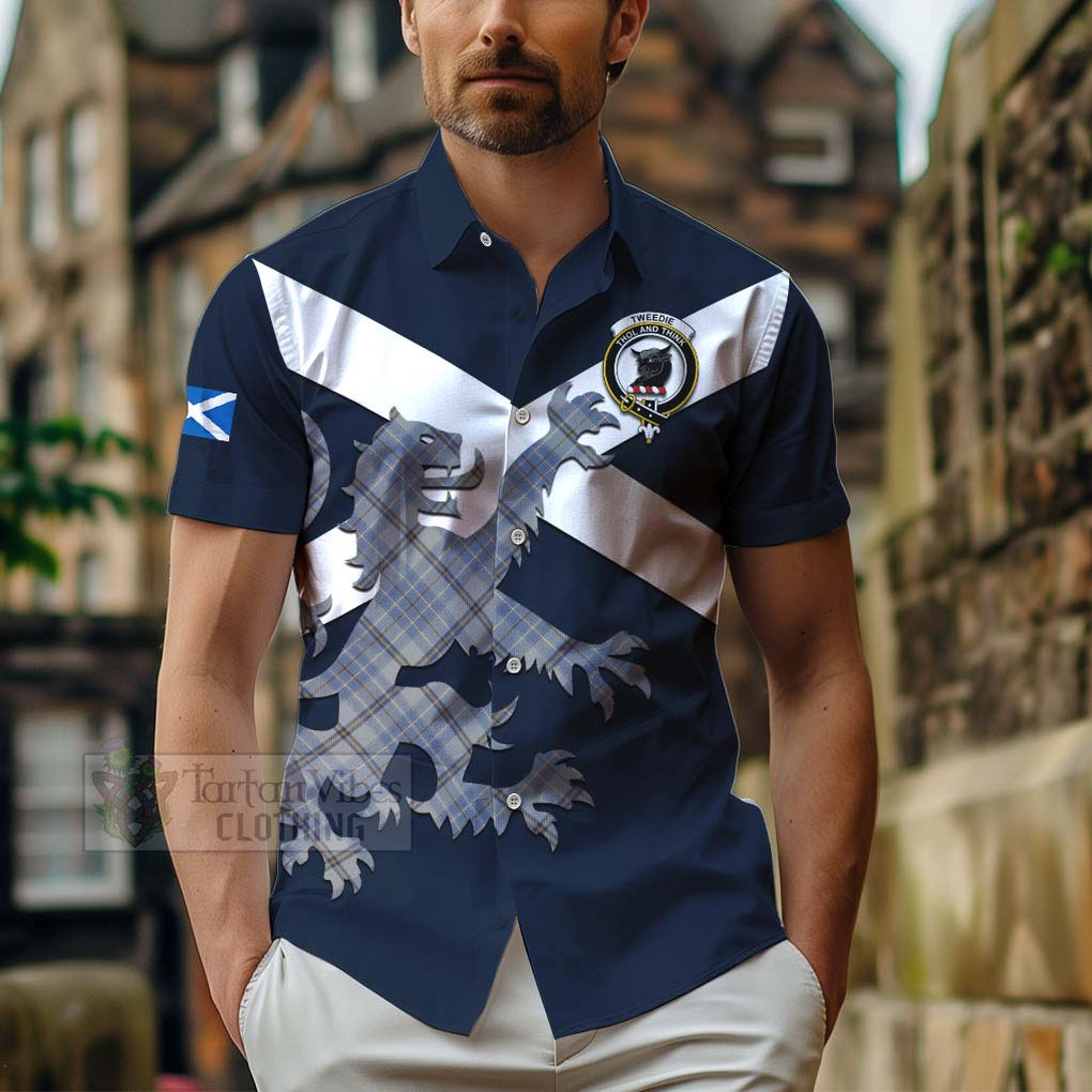 Tartan Vibes Clothing Tweedie Tartan Lion Rampant Short Sleeve Button Shirt – Proudly Display Your Heritage with Alba Gu Brath and Clan Name