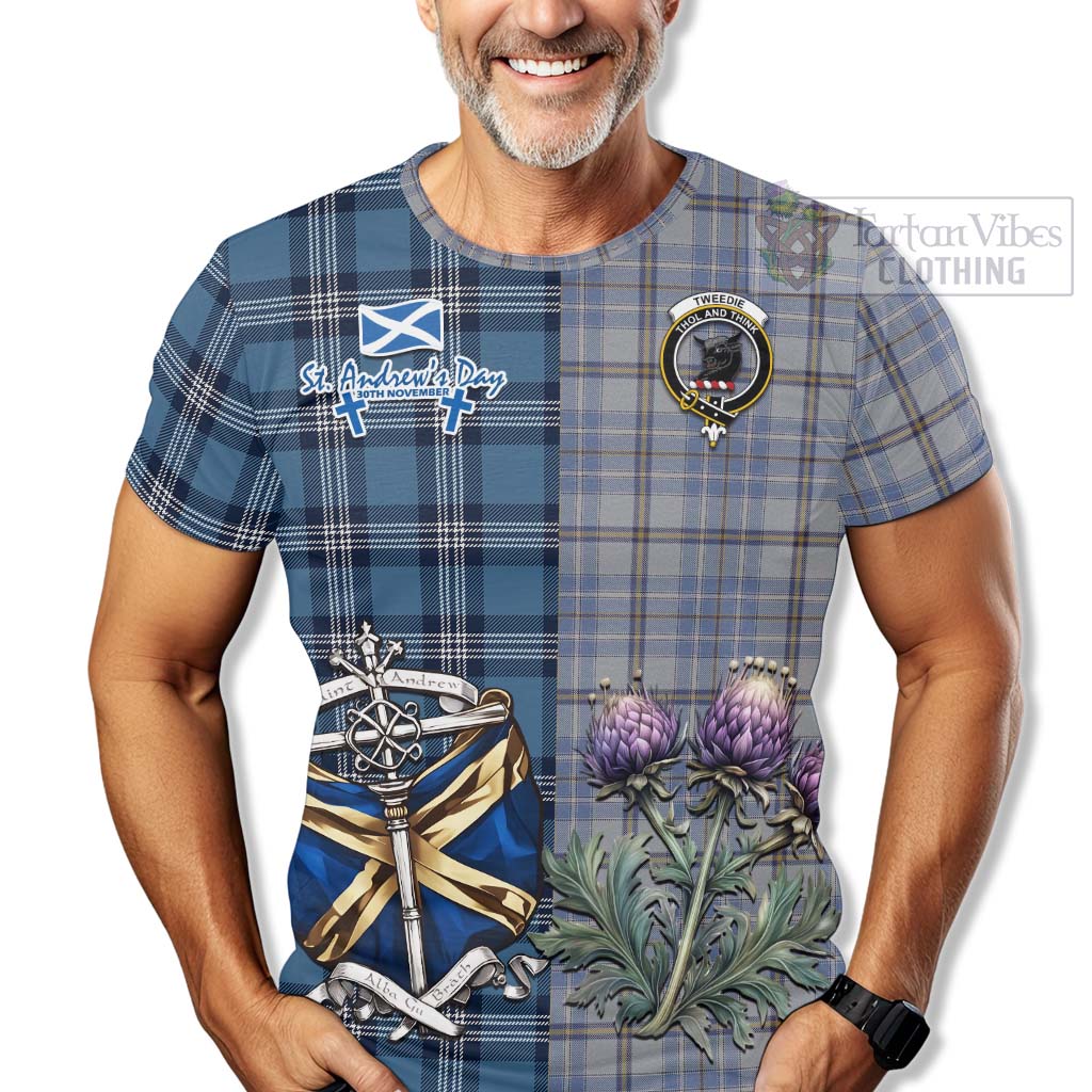 Tartan Vibes Clothing Tweedie Tartan T-Shirt Happy St. Andrew's Day Half Tartan Style