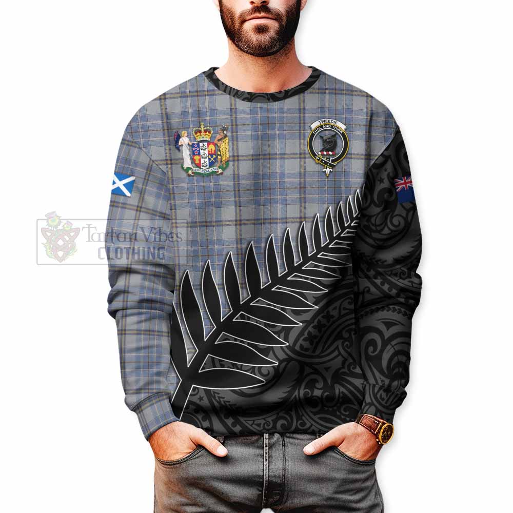 Tartan Vibes Clothing Tweedie Crest Tartan Sweatshirt with New Zealand Silver Fern Half Style