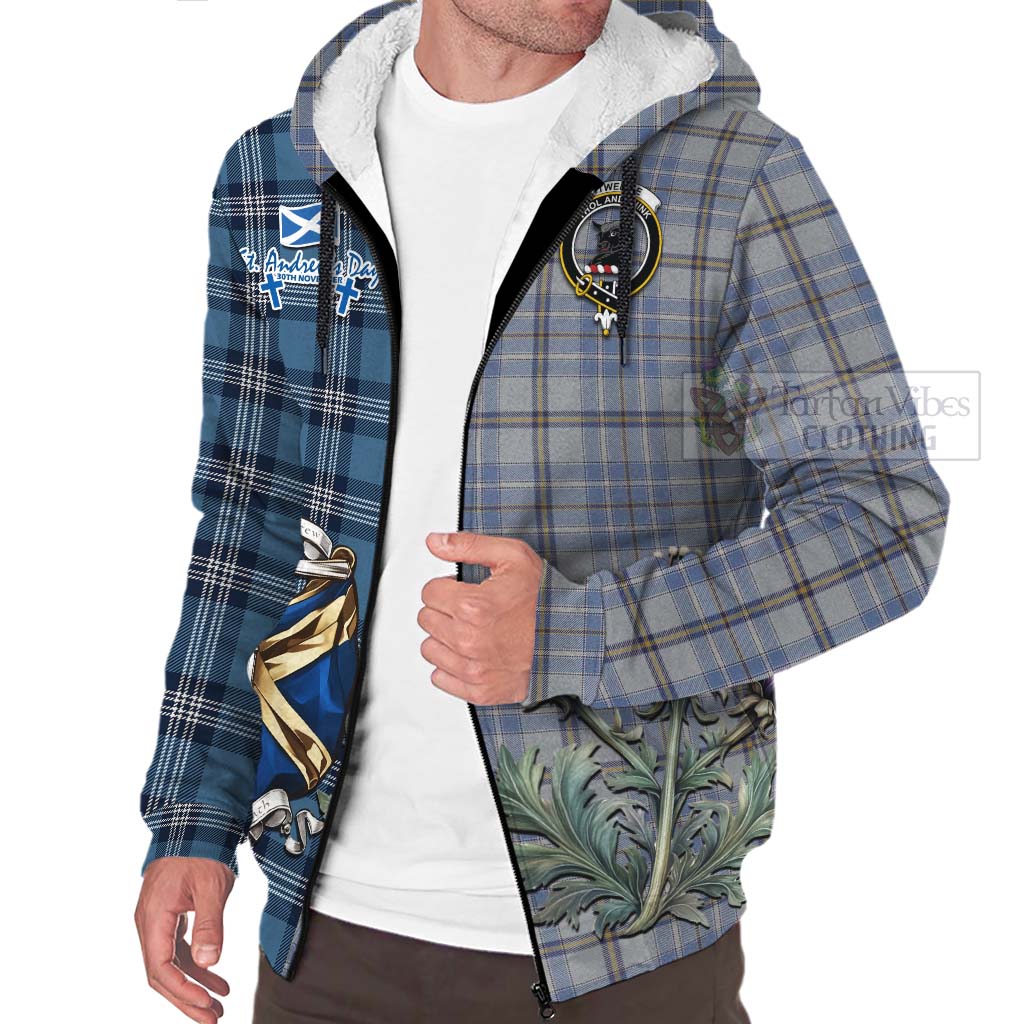 Tartan Vibes Clothing Tweedie Tartan Sherpa Hoodie Happy St. Andrew's Day Half Tartan Style