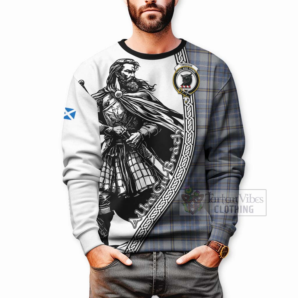 Tartan Vibes Clothing Tweedie Tartan Clan Crest Sweatshirt with Highlander Warrior Celtic Style