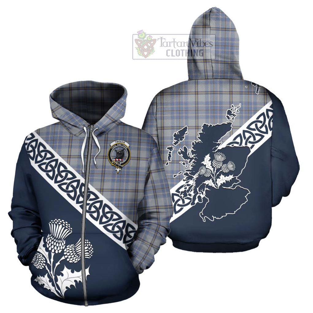 Tartan Vibes Clothing Tweedie Tartan Hoodie Featuring Thistle and Scotland Map