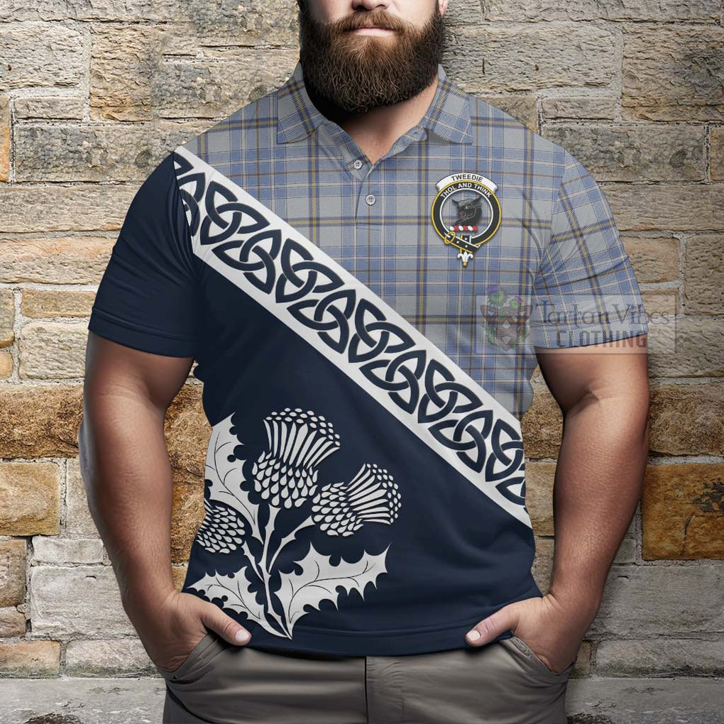 Tweedie Tartan Polo Shirt Featuring Thistle and Scotland Map