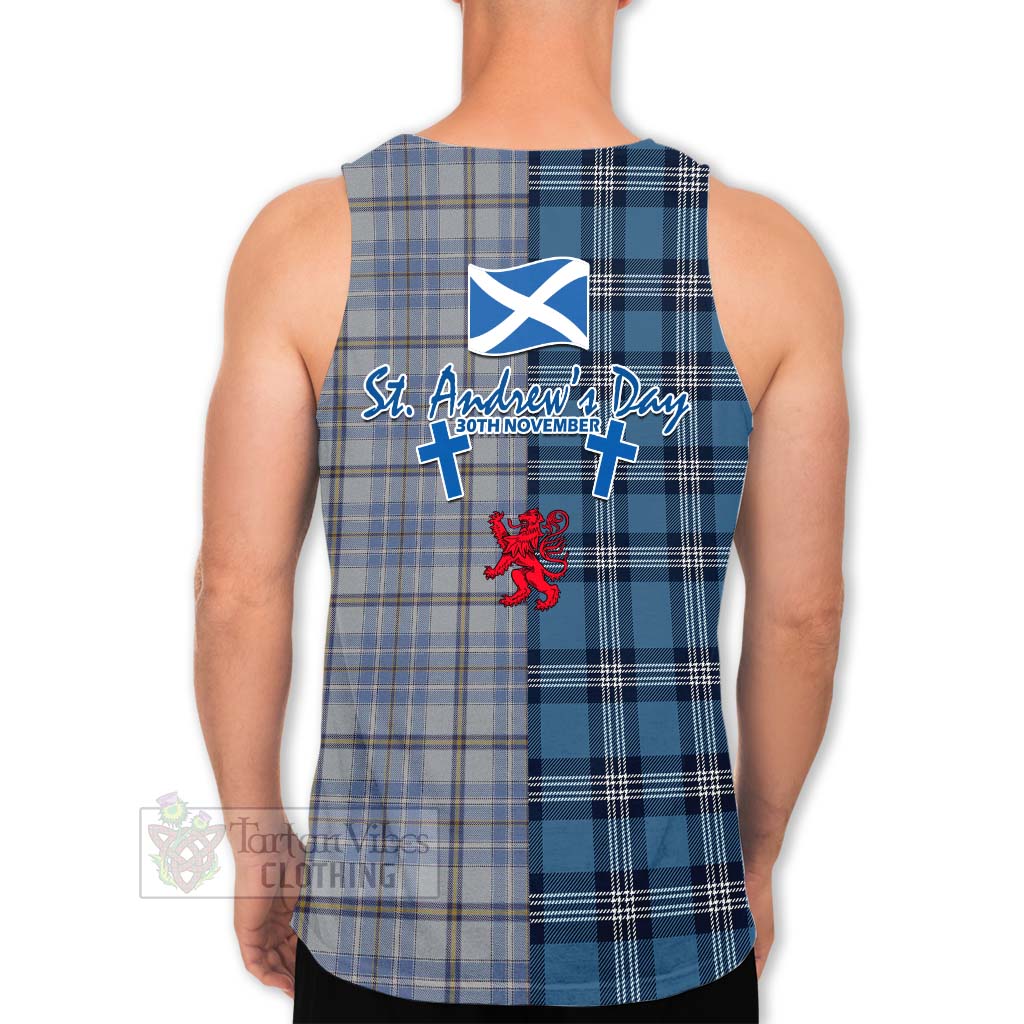 Tartan Vibes Clothing Tweedie Tartan Men's Tank Top Happy St. Andrew's Day Half Tartan Style