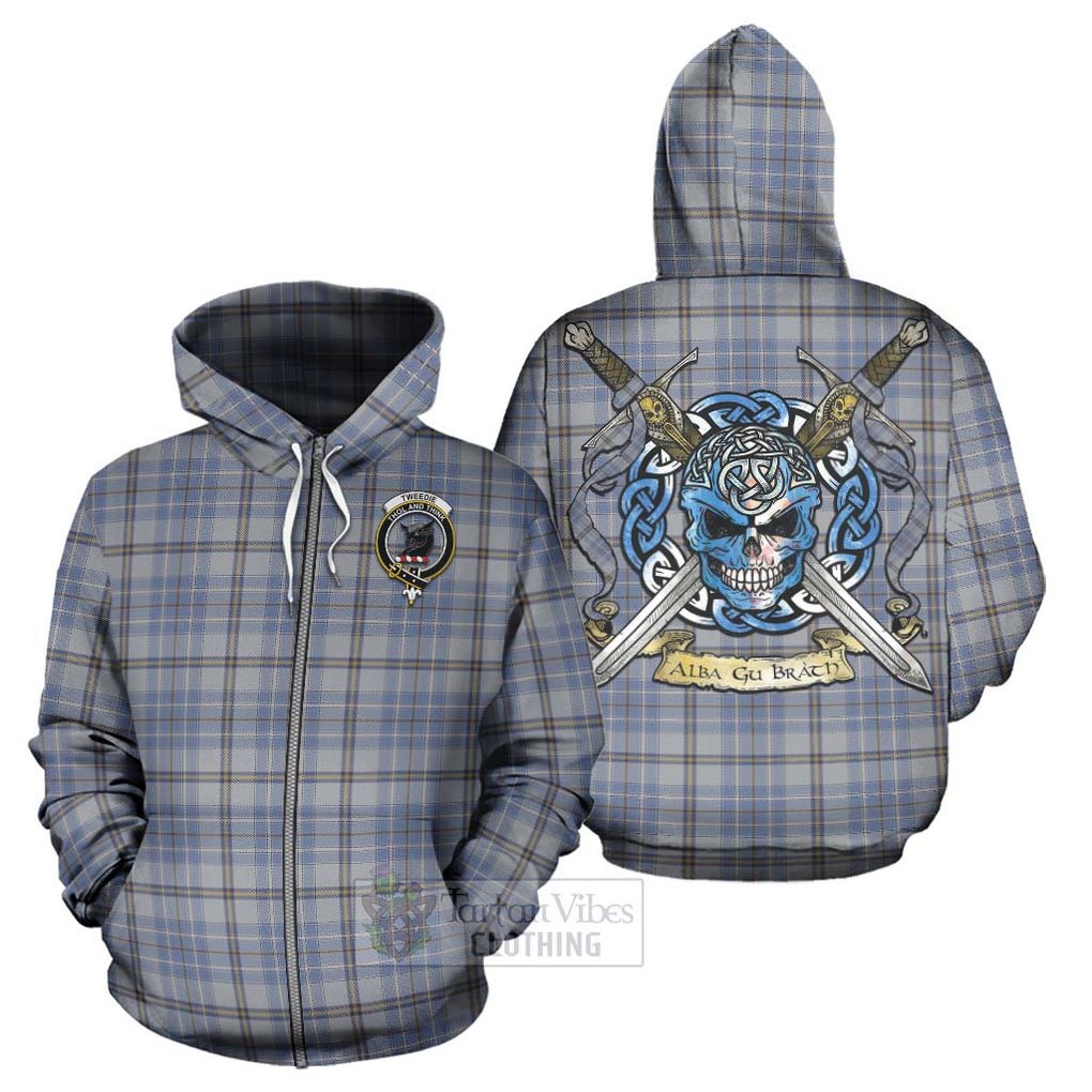 Tartan Vibes Clothing Tweedie Tartan Hoodie with Family Crest Celtic Skull Style