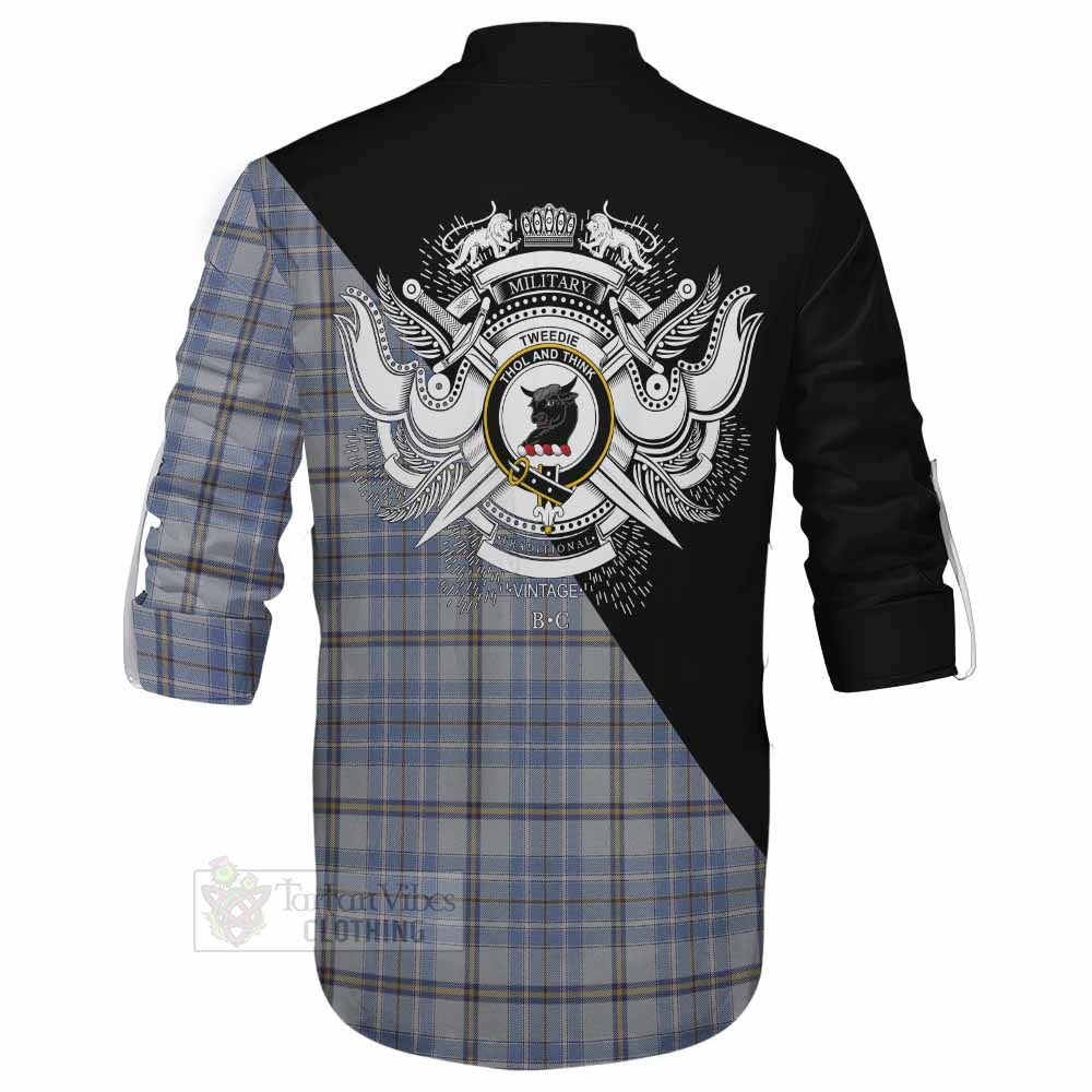 Tartan Vibes Clothing Tweedie Tartan Ghillie Kilt Shirt with Family Crest and Military Logo Style