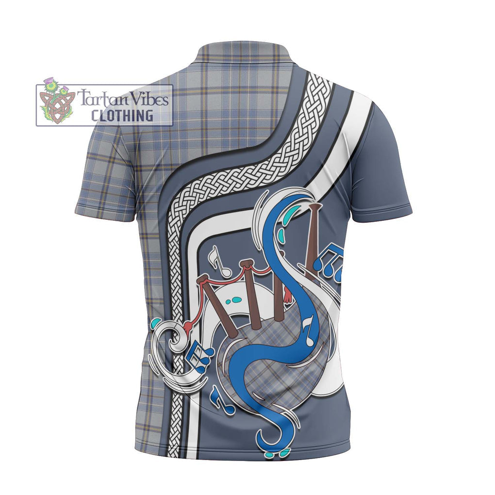 Tweedie Tartan Zipper Polo Shirt with Epic Bagpipe Style - Tartanvibesclothing Shop