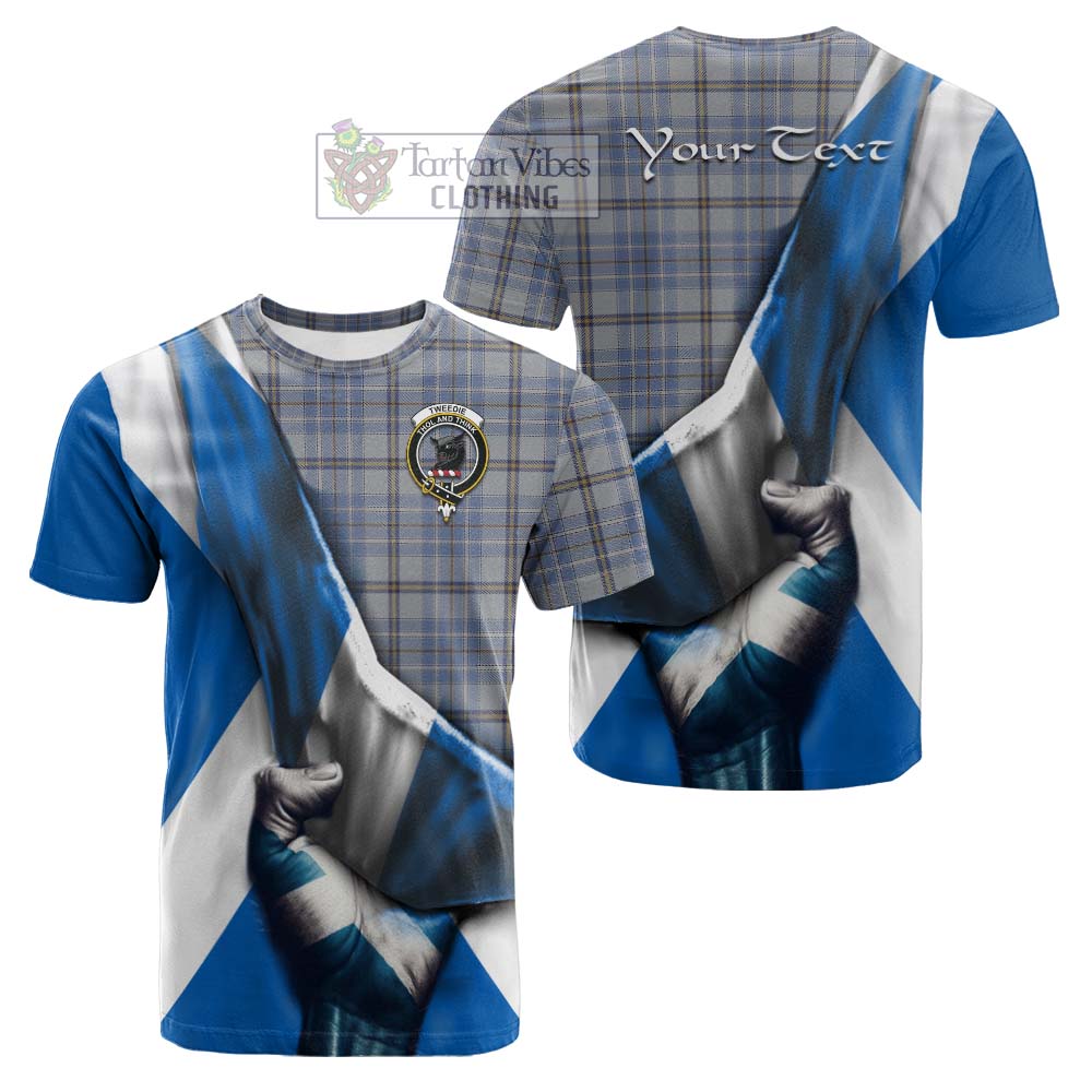 Tartan Vibes Clothing Tweedie Tartan Cotton T-shirt with Family Crest Scotland Patriotic Style