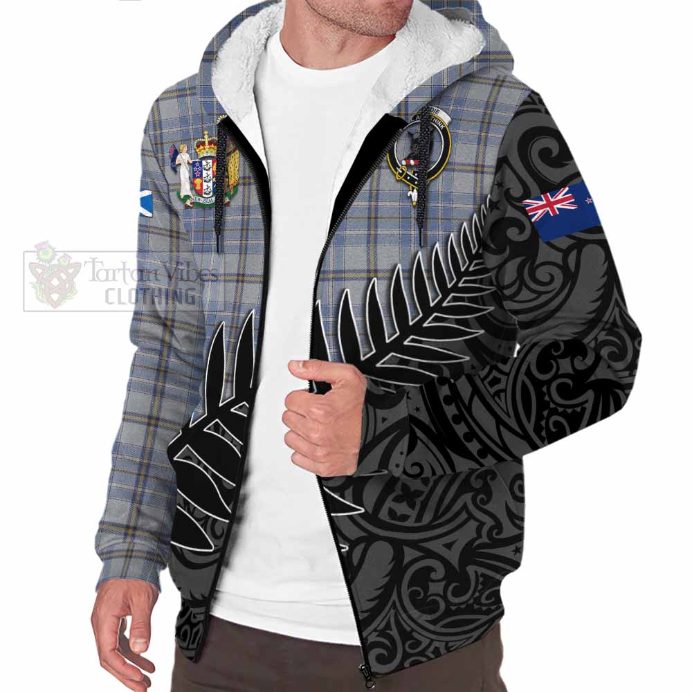 Tartan Vibes Clothing Tweedie Crest Tartan Sherpa Hoodie with New Zealand Silver Fern Half Style