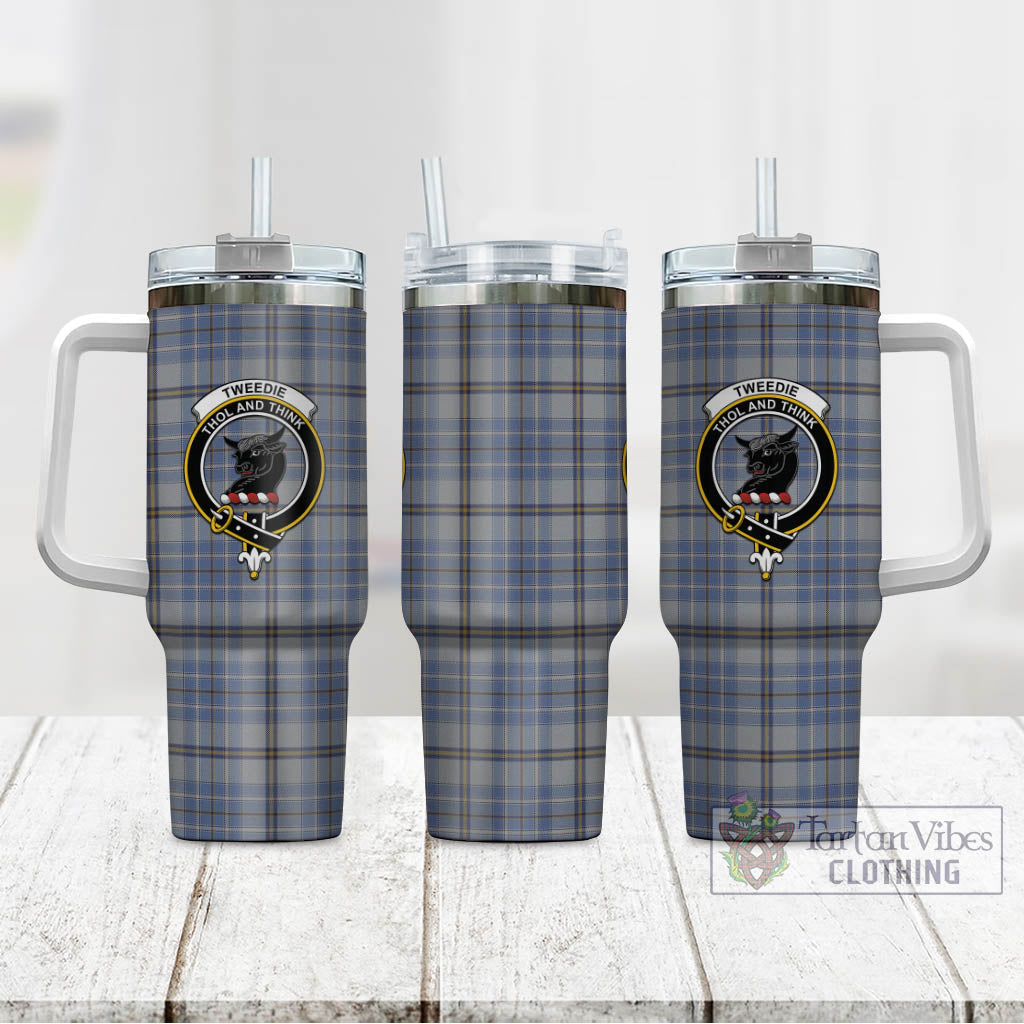 Tartan Vibes Clothing Tweedie Tartan and Family Crest Tumbler with Handle