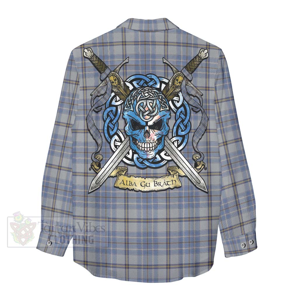 Tartan Vibes Clothing Tweedie Tartan Women's Casual Shirt with Family Crest Celtic Skull Style