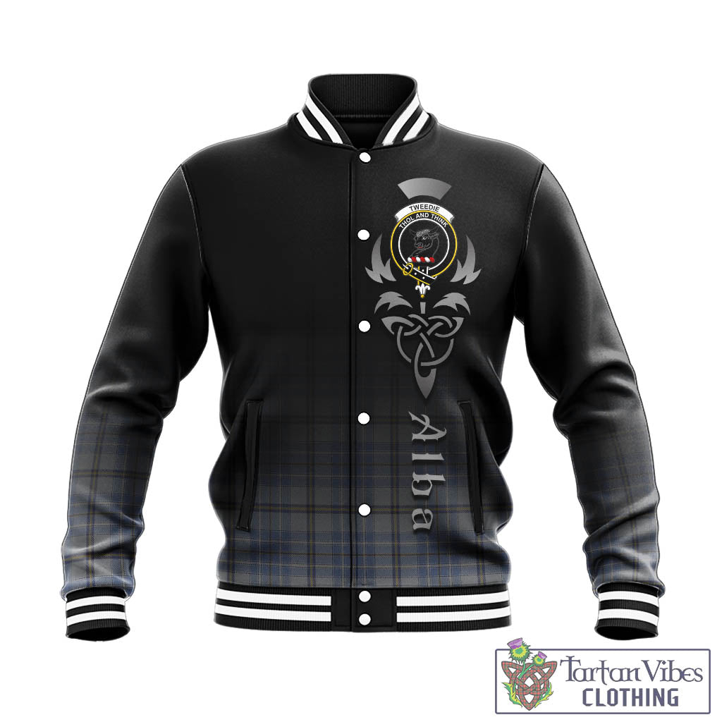 Tartan Vibes Clothing Tweedie Tartan Baseball Jacket Featuring Alba Gu Brath Family Crest Celtic Inspired