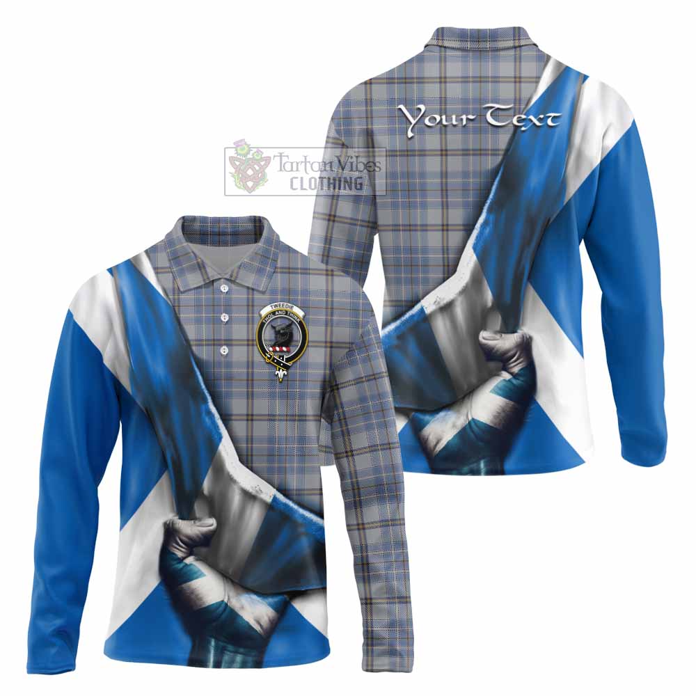 Tartan Vibes Clothing Tweedie Tartan Long Sleeve Polo Shirt with Family Crest Scotland Patriotic Style