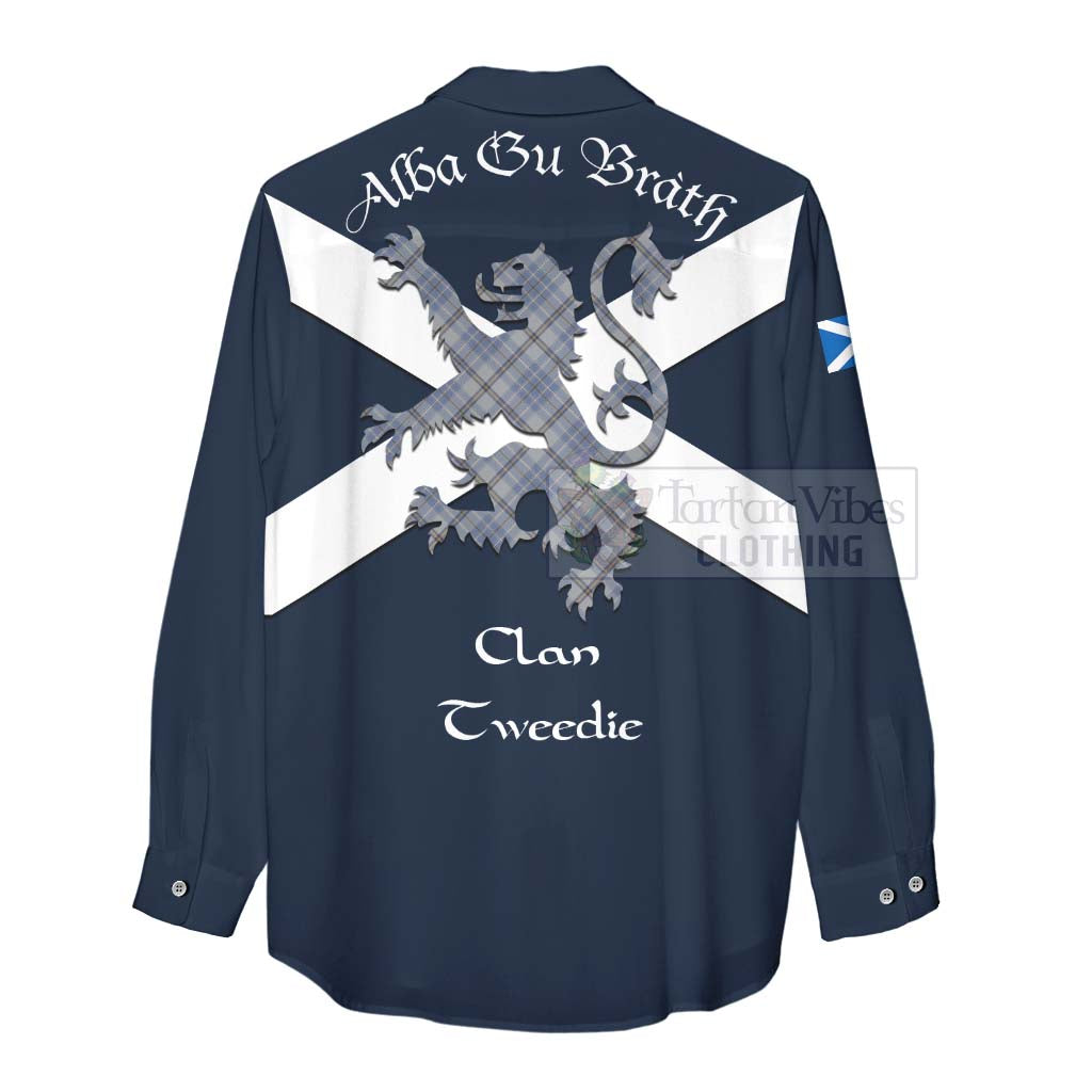 Tartan Vibes Clothing Tweedie Tartan Lion Rampant Women's Casual Shirt Proudly Display Your Heritage with Alba Gu Brath and Clan Name