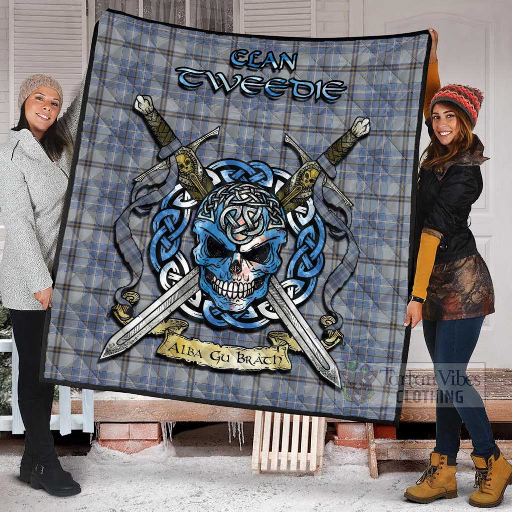 Tartan Vibes Clothing Tweedie Tartan Quilt with Celtic Skull Alba Gu Brath Style