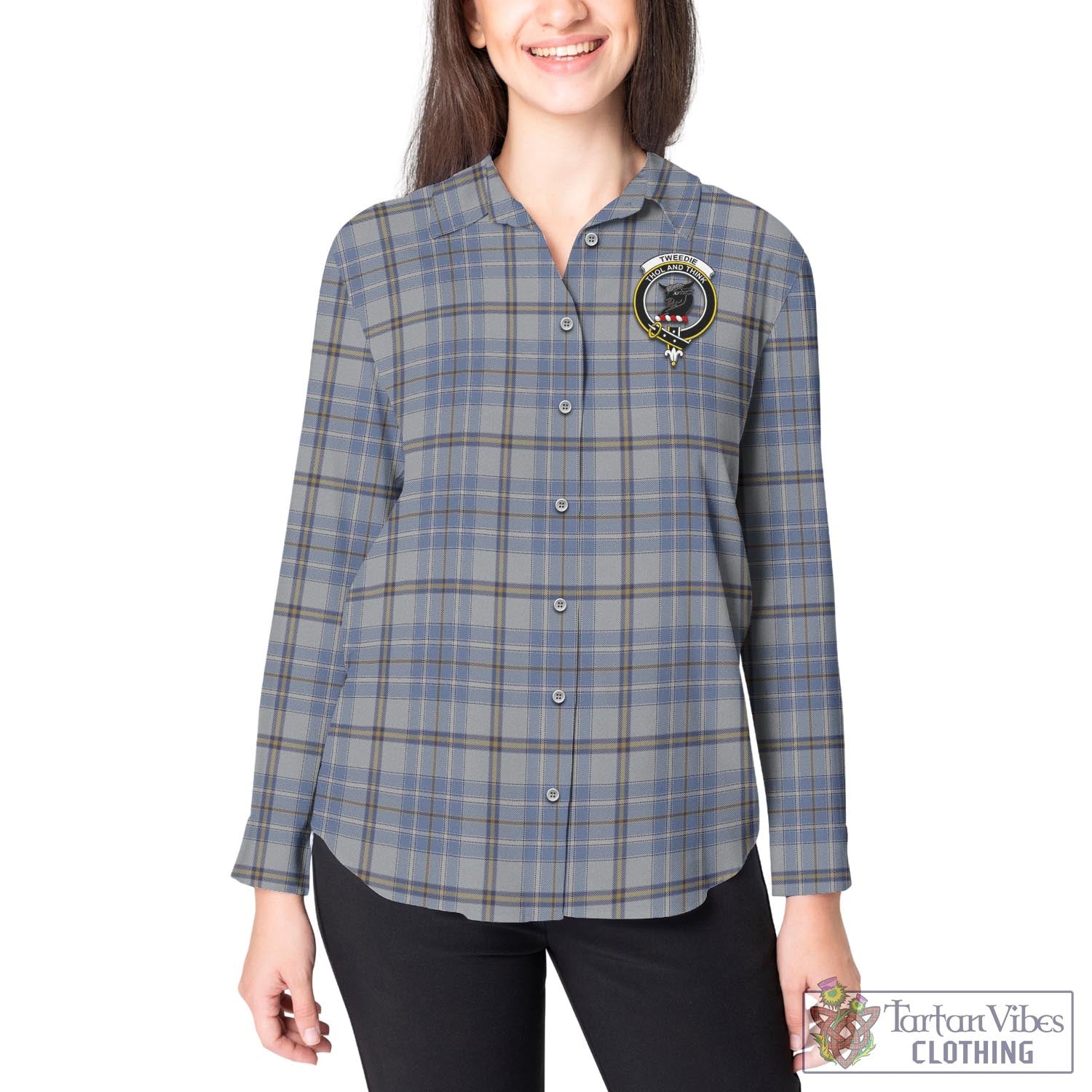 Tartan Vibes Clothing Tweedie Tartan Womens Casual Shirt with Family Crest