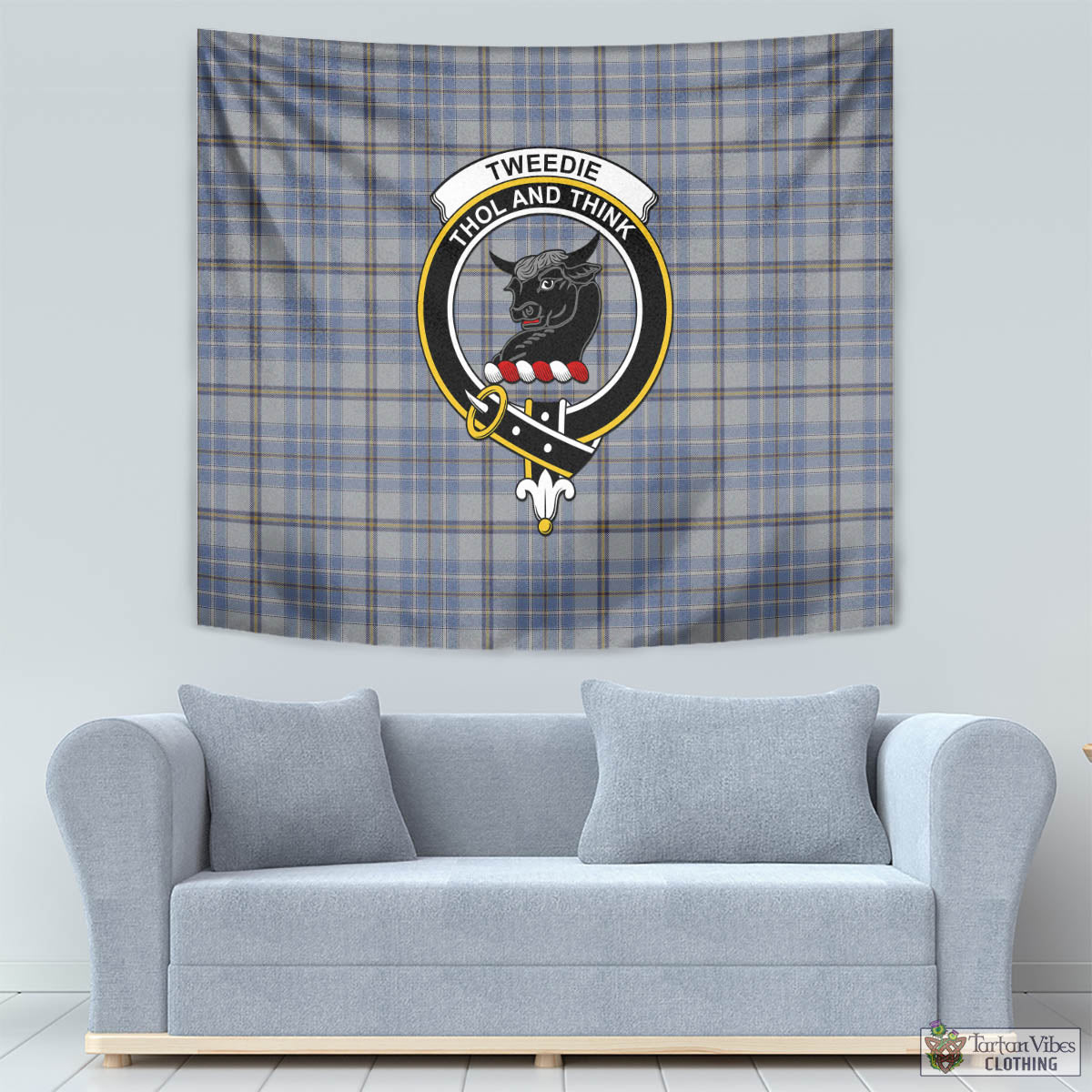 Tartan Vibes Clothing Tweedie Tartan Tapestry Wall Hanging and Home Decor for Room with Family Crest