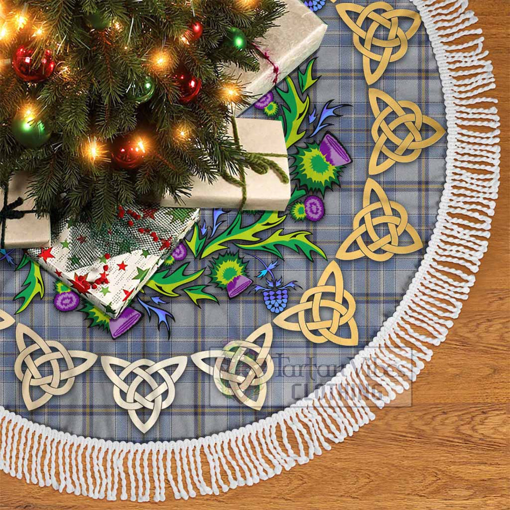 Tartan Vibes Clothing Tweedie Tartan Christmas Tree Skirt with Thistle Celtic Knot Style