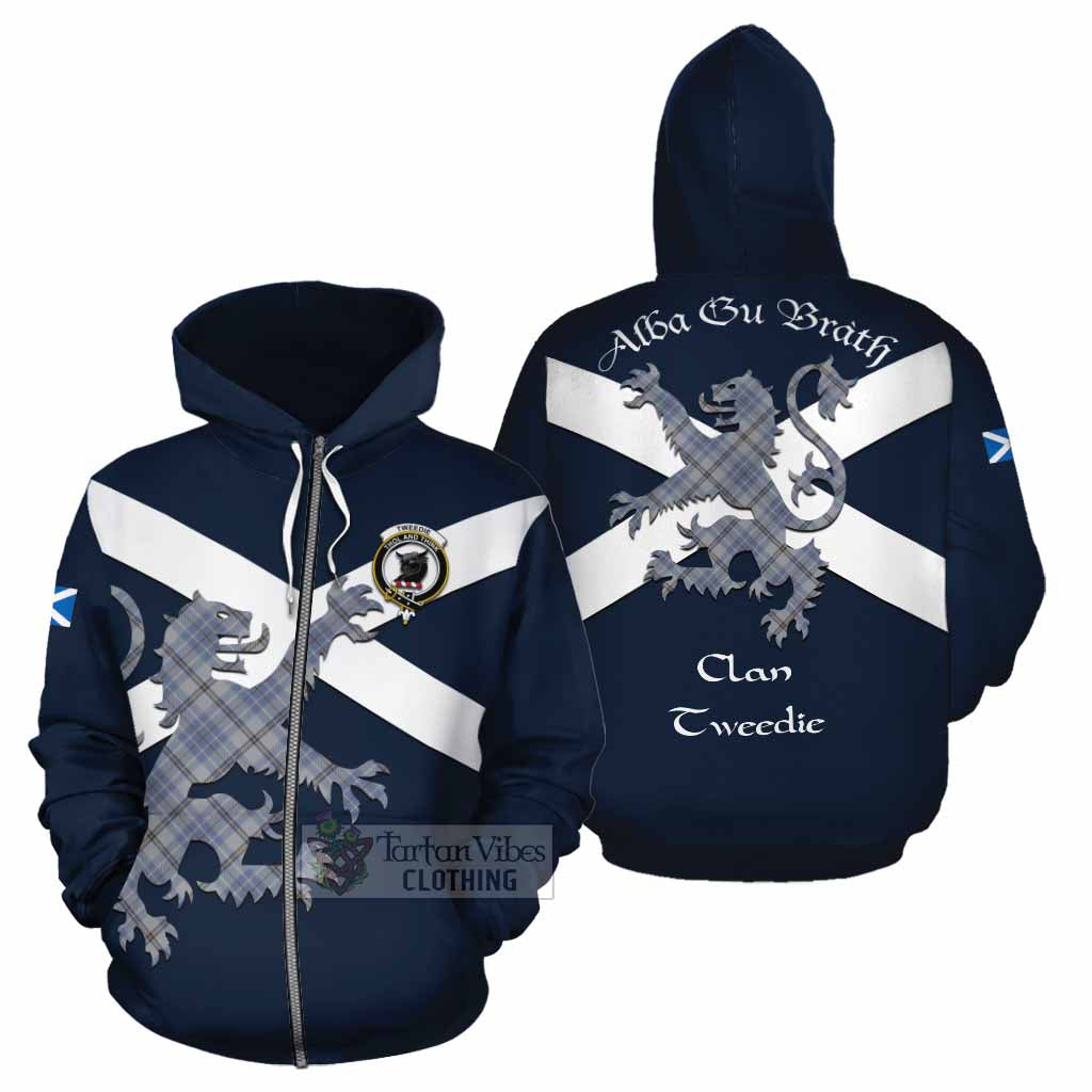 Tartan Vibes Clothing Tweedie Tartan Lion Rampant Cotton Hoodie Proudly Display Your Heritage with Alba Gu Brath and Clan Name