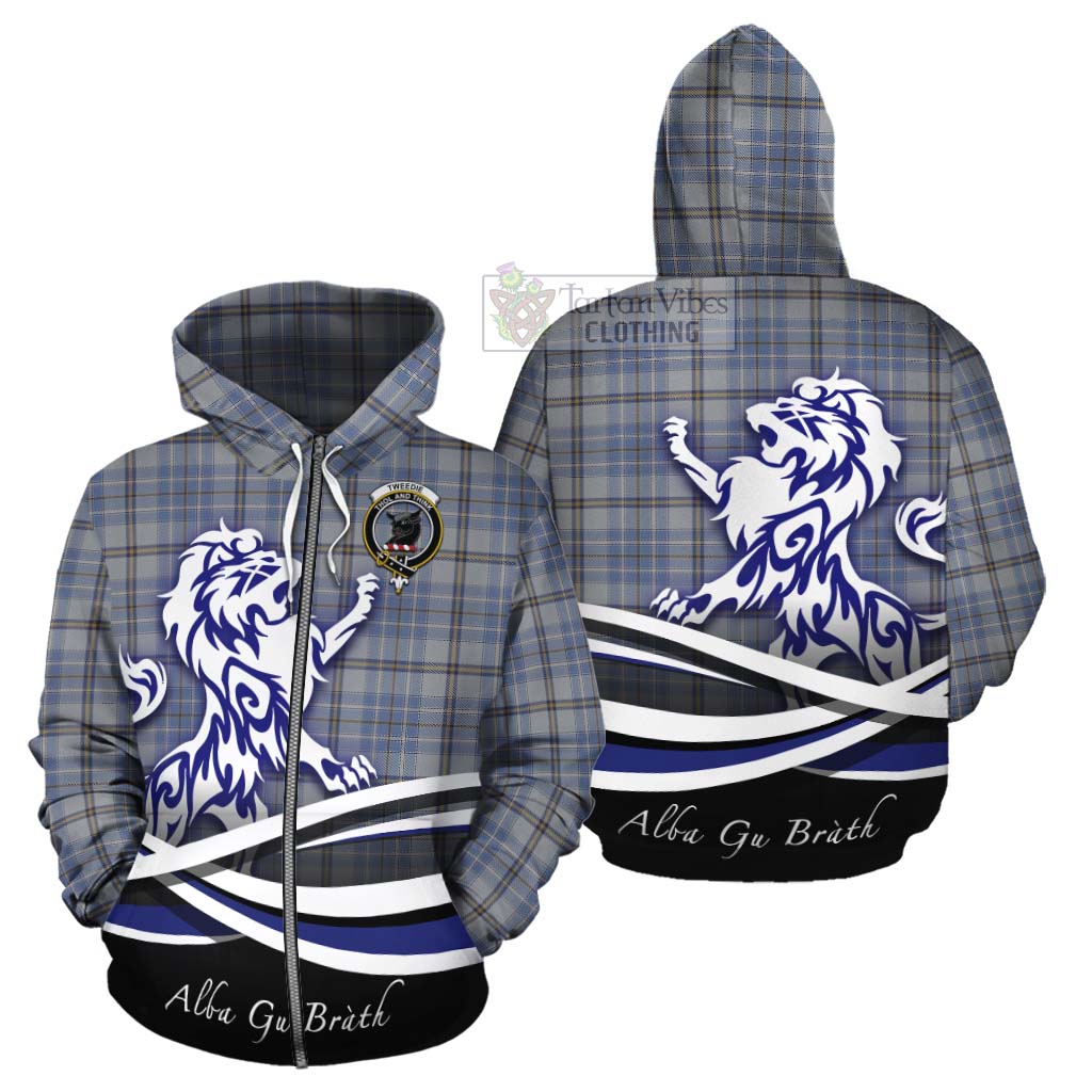 Tartan Vibes Clothing Tweedie Tartan Cotton Hoodie with Alba Gu Brath Regal Lion Emblem