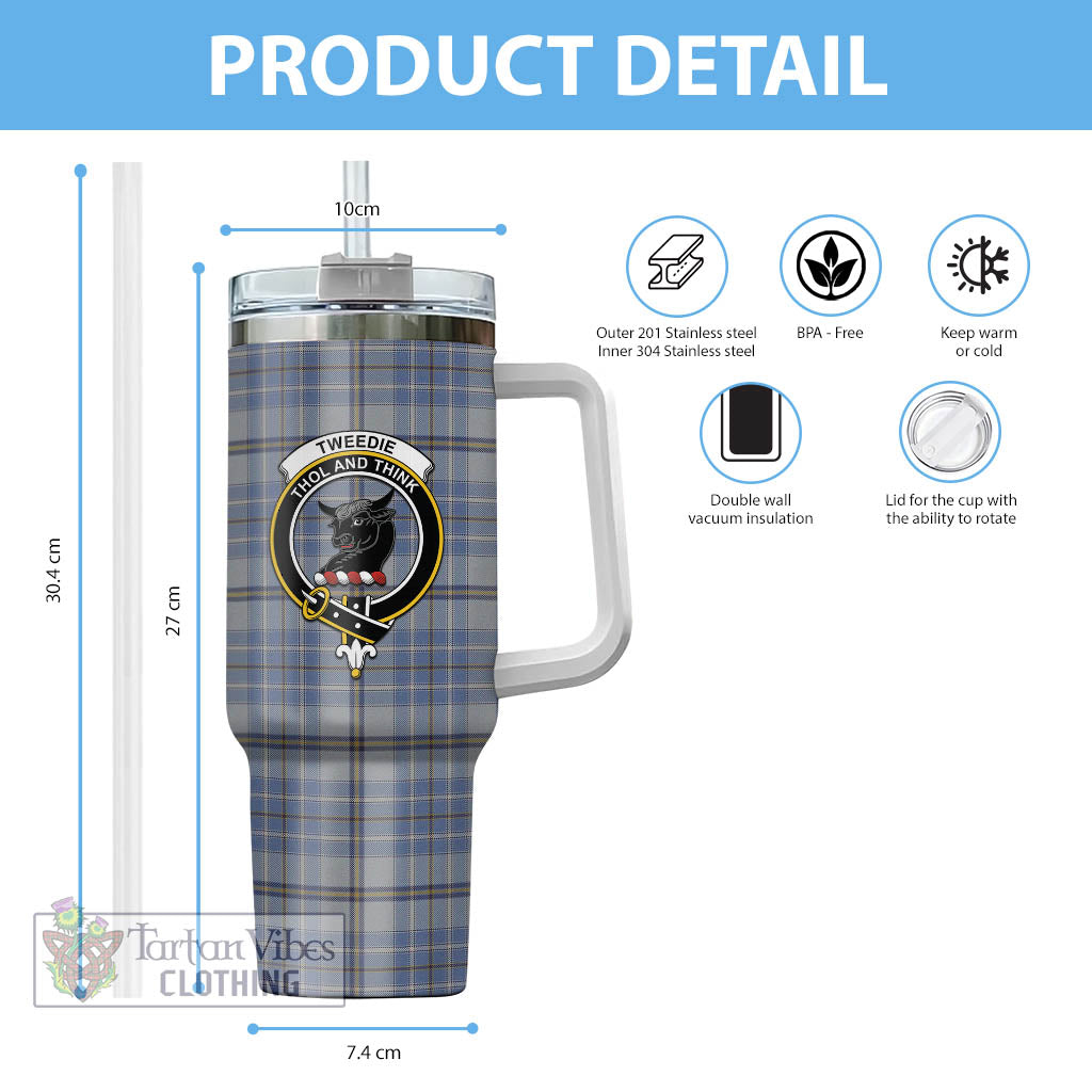 Tartan Vibes Clothing Tweedie Tartan and Family Crest Tumbler with Handle