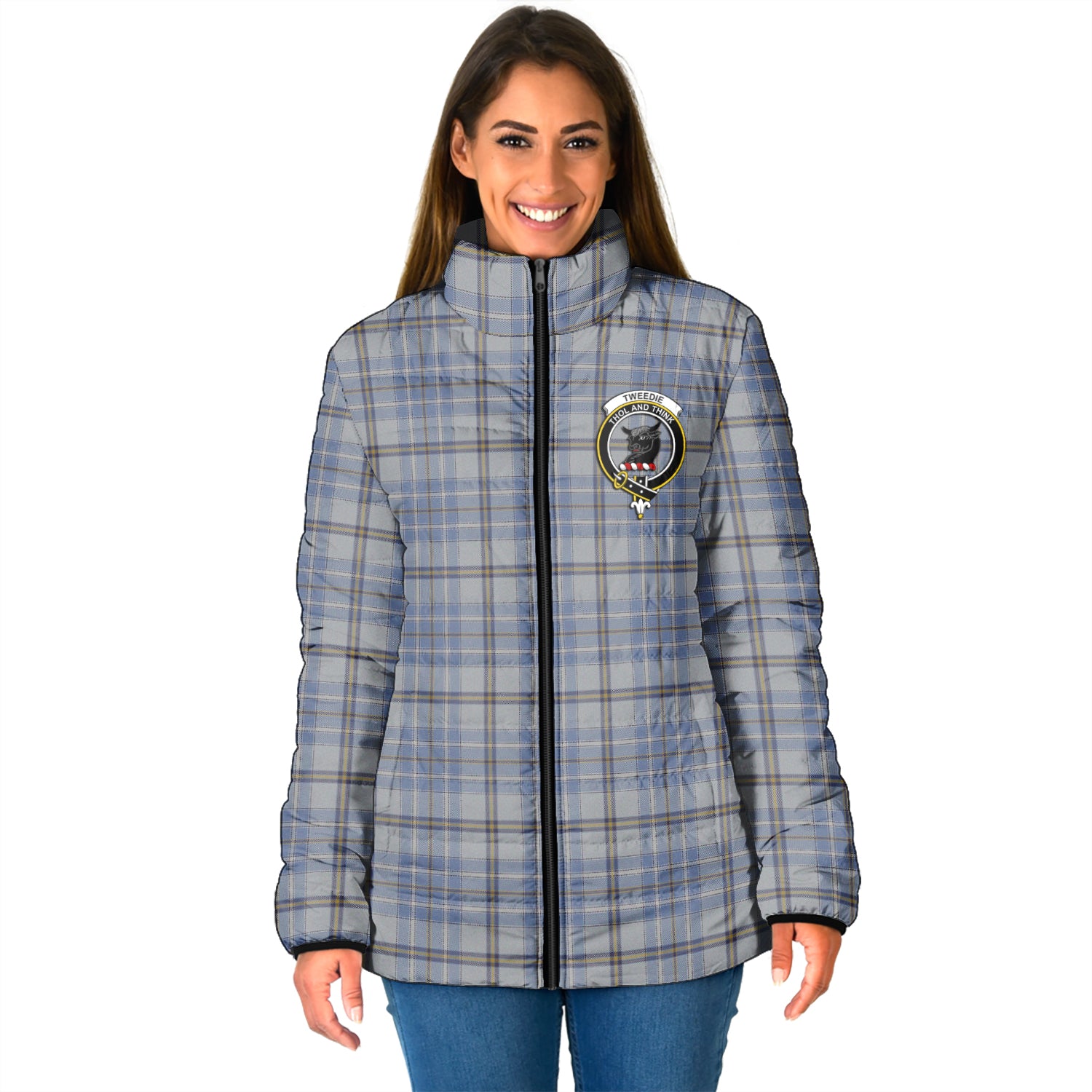 Tweedie Tartan Padded Jacket with Family Crest - Tartan Vibes Clothing