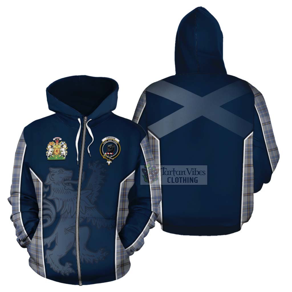 Tartan Vibes Clothing Tweedie Tartan Cotton Hoodie with Family Crest and Lion Rampant Vibes Sport Style