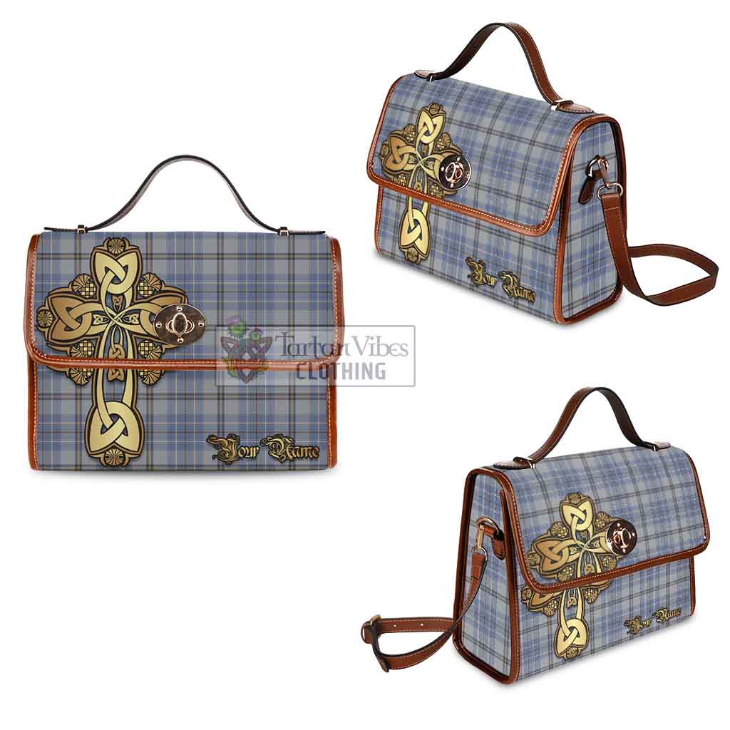 Tartan Vibes Clothing Tweedie Tartan Waterproof Canvas Bag Golden Thistle Celtic Cross Style