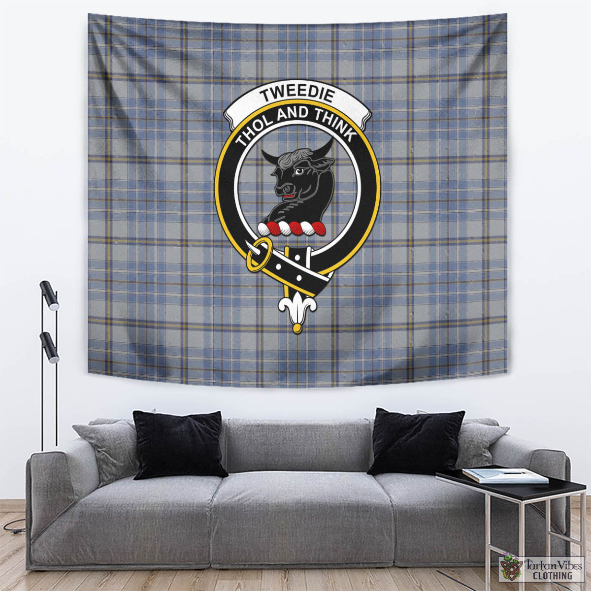 Tartan Vibes Clothing Tweedie Tartan Tapestry Wall Hanging and Home Decor for Room with Family Crest