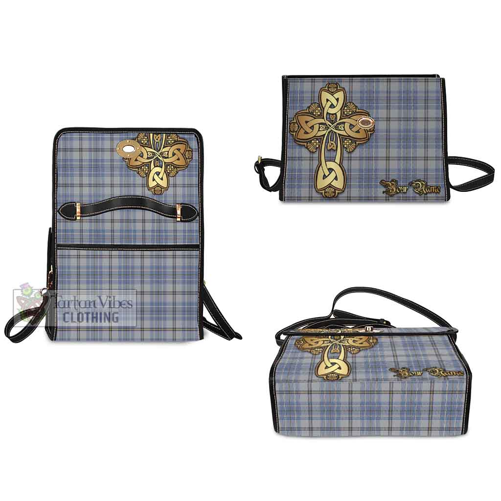 Tartan Vibes Clothing Tweedie Tartan Waterproof Canvas Bag Golden Thistle Celtic Cross Style