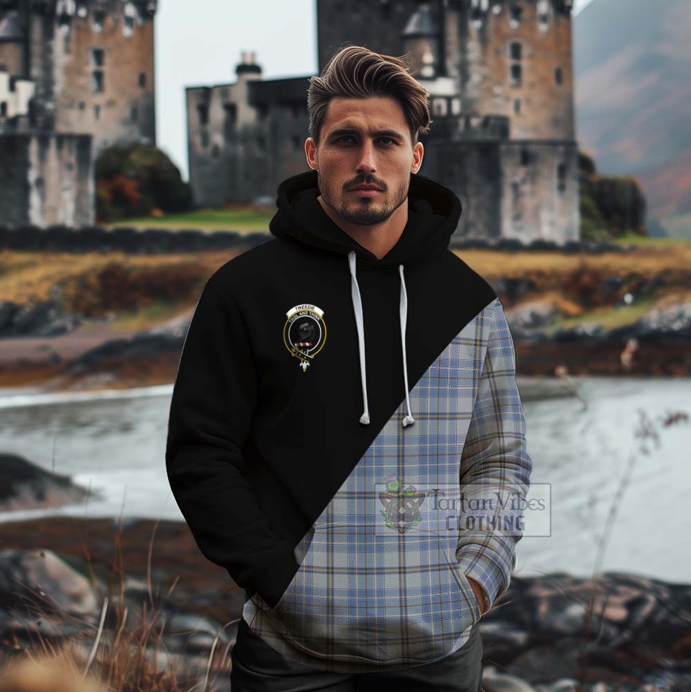 Tartan Vibes Clothing Tweedie Tartan Cotton Hoodie with Family Crest and Military Logo Style