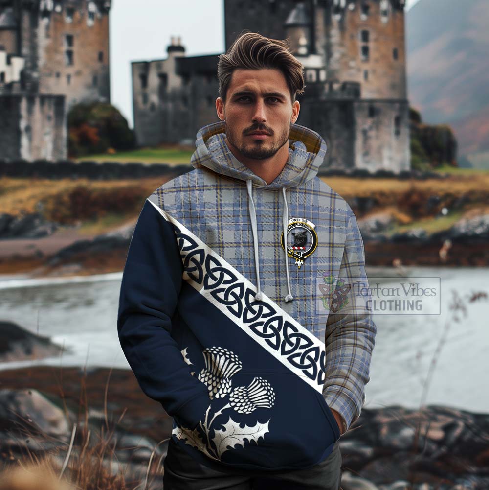 Tartan Vibes Clothing Tweedie Tartan Cotton Hoodie Featuring Thistle and Scotland Map