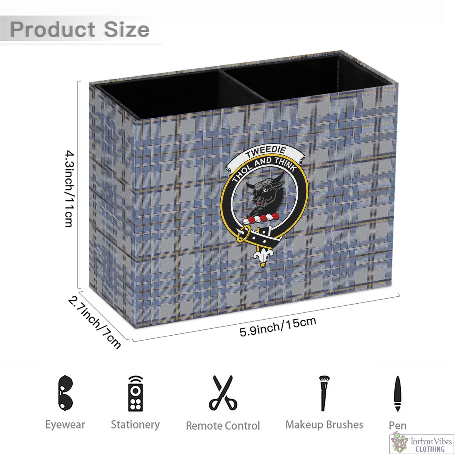 Tartan Vibes Clothing Tweedie Tartan Pen Holder with Family Crest