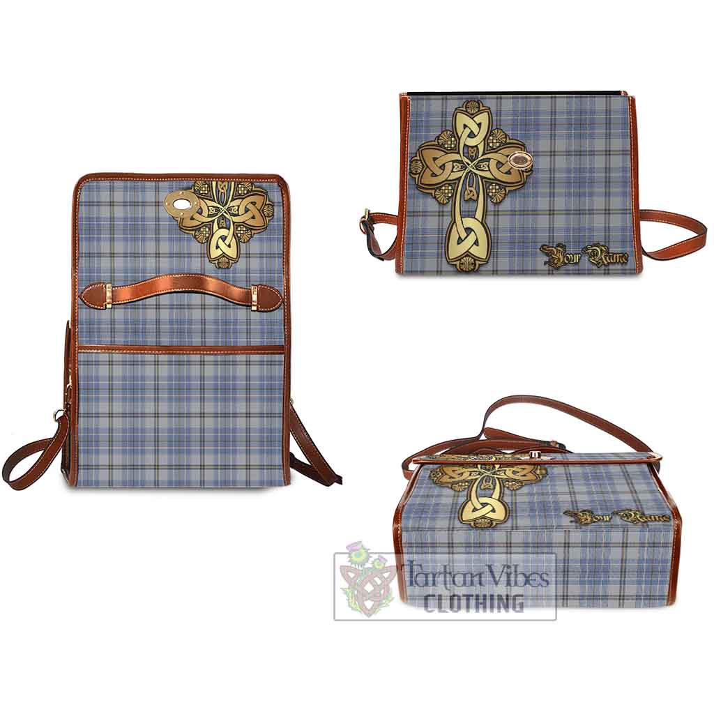 Tartan Vibes Clothing Tweedie Tartan Waterproof Canvas Bag Golden Thistle Celtic Cross Style