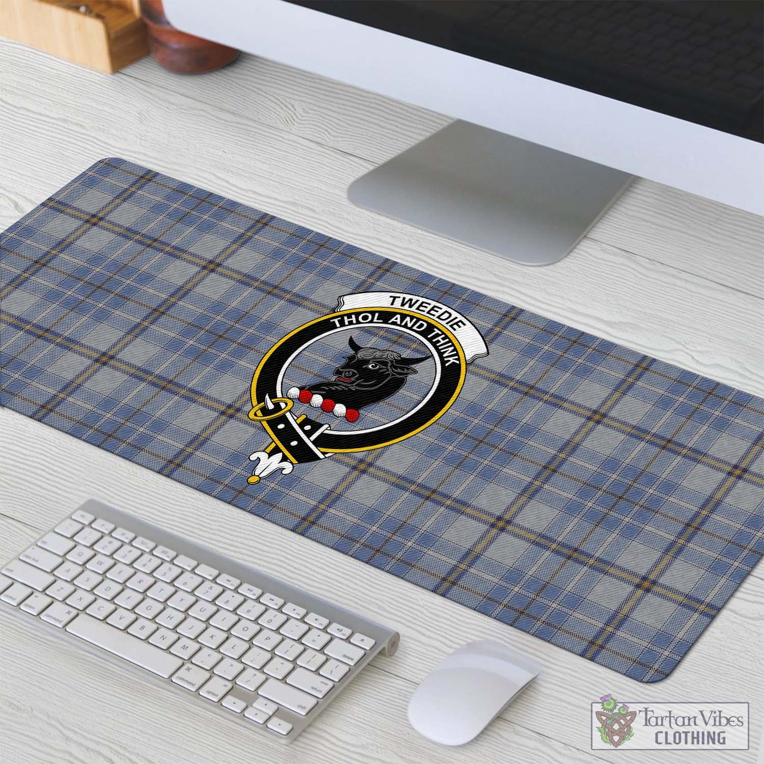 Tartan Vibes Clothing Tweedie Tartan Mouse Pad with Family Crest