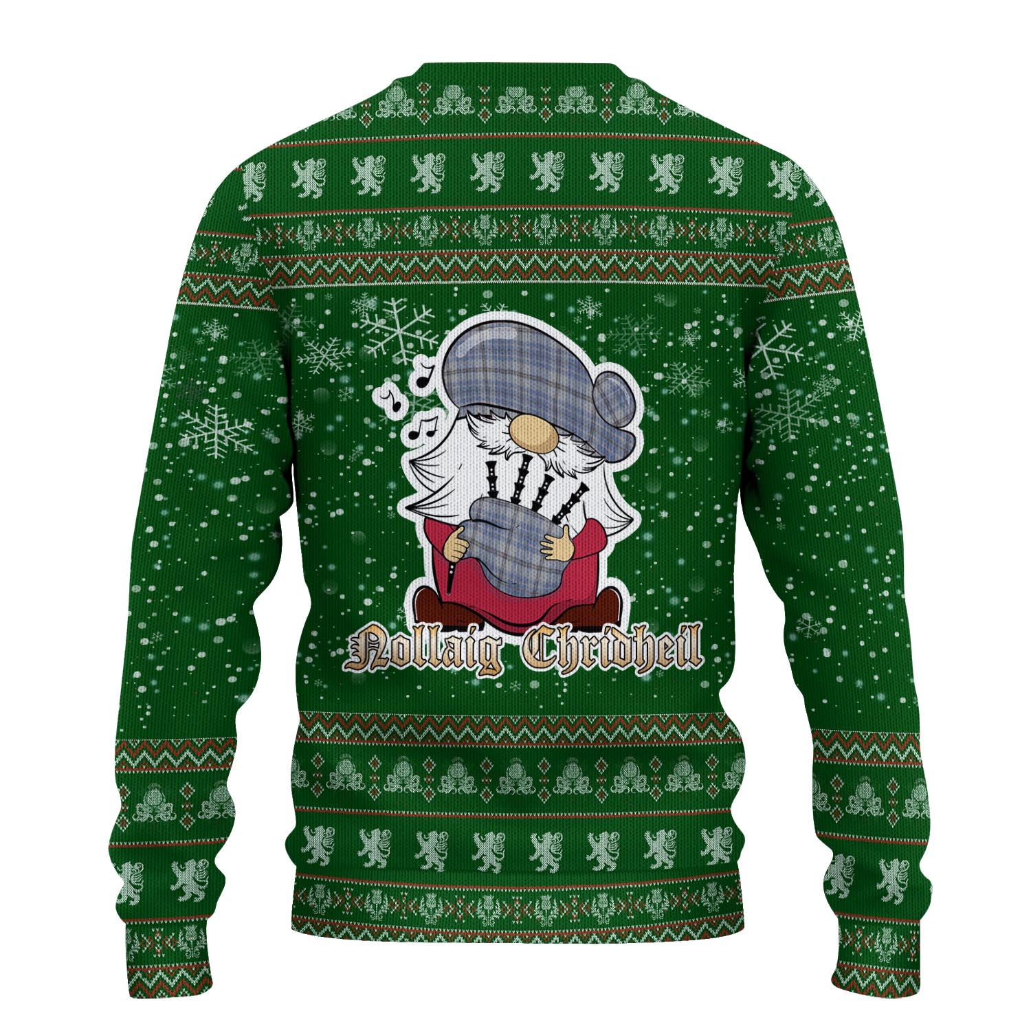 Tweedie Clan Christmas Family Knitted Sweater with Funny Gnome Playing Bagpipes - Tartanvibesclothing