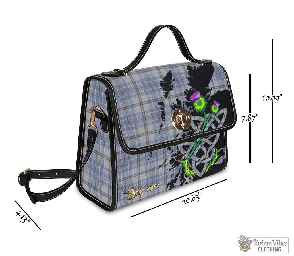 Tartan Vibes Clothing Tweedie Tartan Waterproof Canvas Bag with Scotland Map and Thistle Celtic Accents