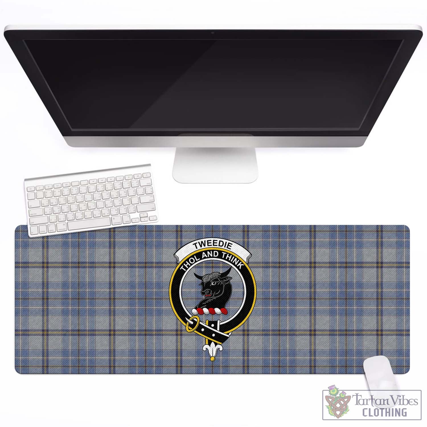 Tartan Vibes Clothing Tweedie Tartan Mouse Pad with Family Crest