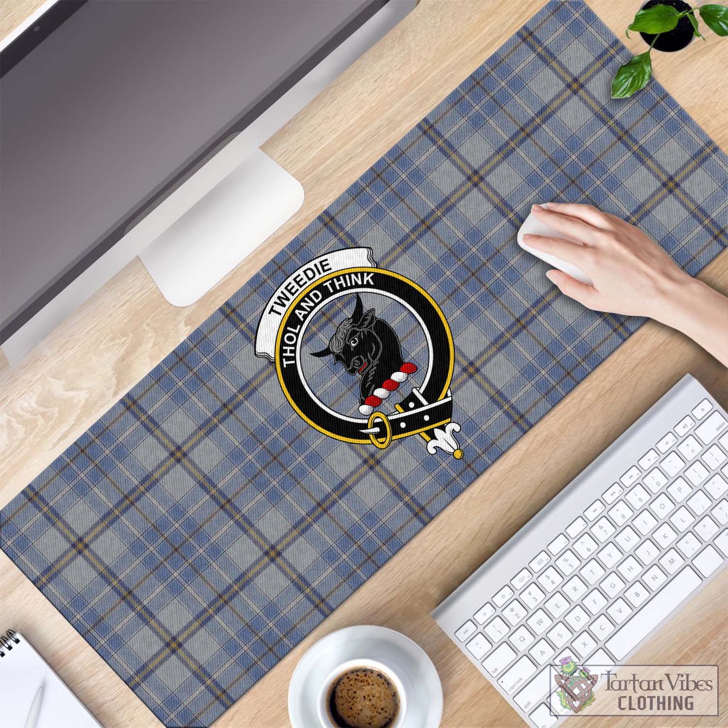 Tartan Vibes Clothing Tweedie Tartan Mouse Pad with Family Crest