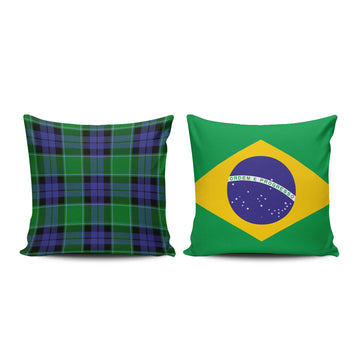 (Customer's Request) Monteith Tartan Pillow Cover with Brazil Flag Square Pillow Cover - Tartan Vibes Clothing