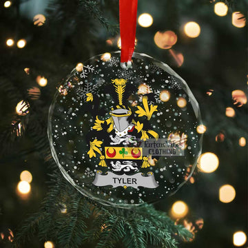 Tyler Irish Clan Christmas Glass Ornament with Coat of Arms