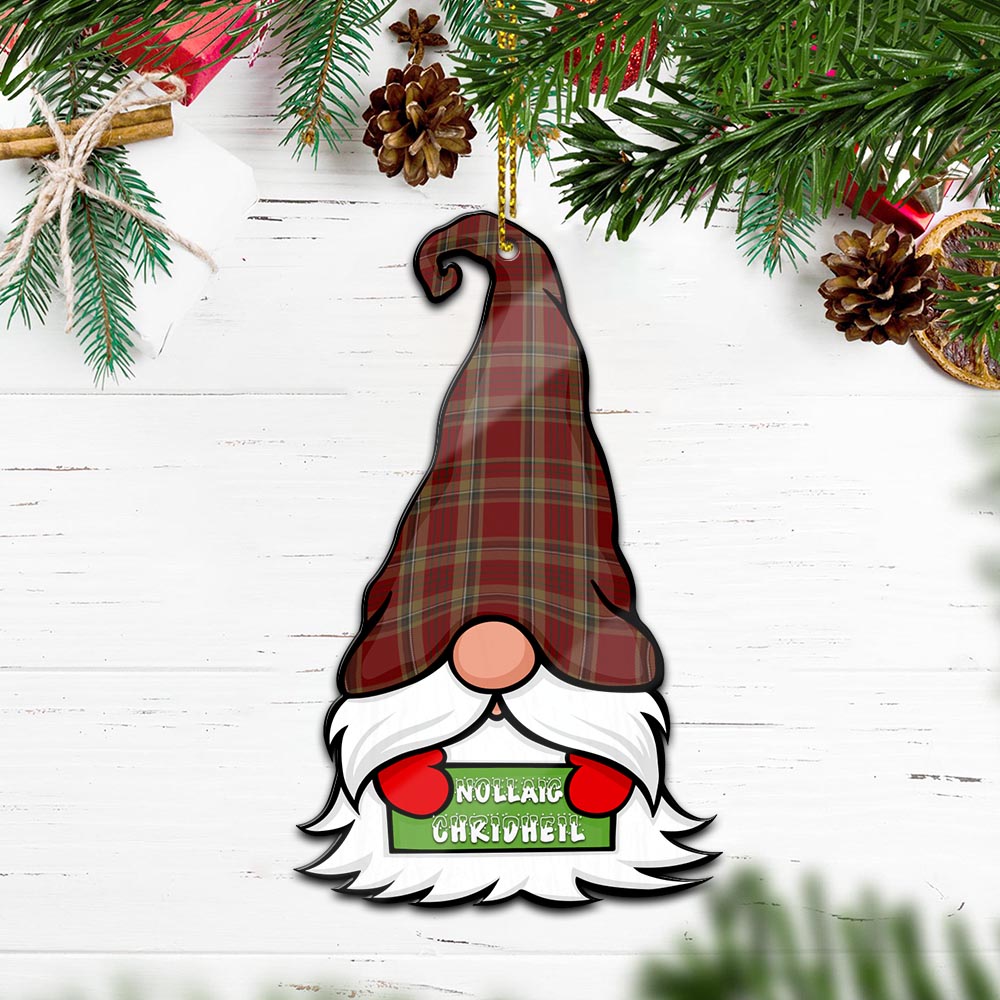 Tyrone County Ireland Gnome Christmas Ornament with His Tartan Christmas Hat Wood Ornament - Tartanvibesclothing Shop